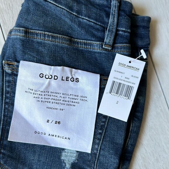 Good American Good Legs Release Hem High Waist Skinny Jeans Size 2/26 Nwt - Picture 6 of 7